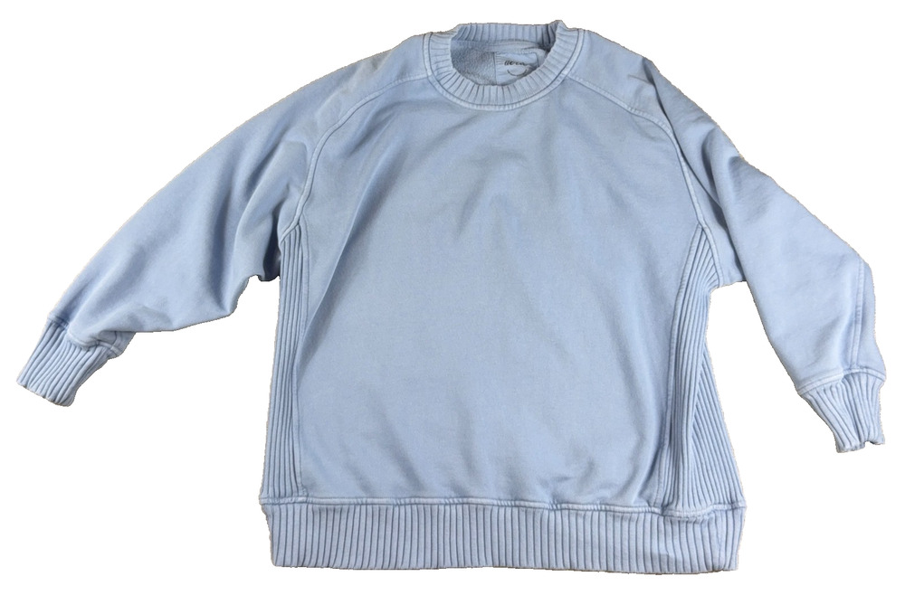 Aerie Women S Oversized Crewneck Sweatshirt Blue Ribbed Side Panels Pullover